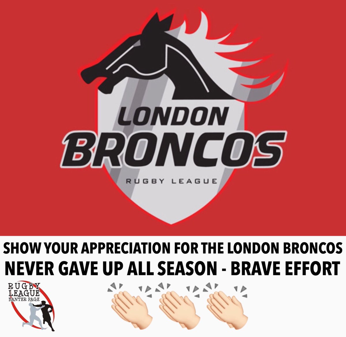 Never gave up all season, brave effort London Broncos we salute you 👏🏻👏🏻 #LondonBroncos #SLWakLon