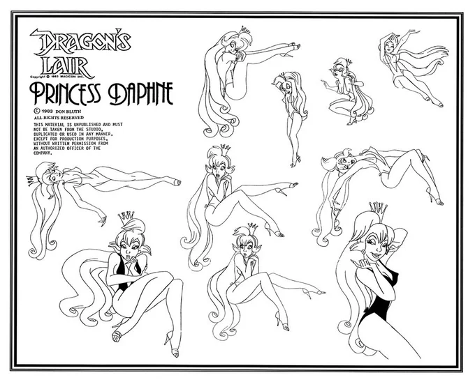 ...Some great model sheets of #DonBluth `s #Daphne  from #DragonsLair &amp; Kimmy from #SpaceAce 