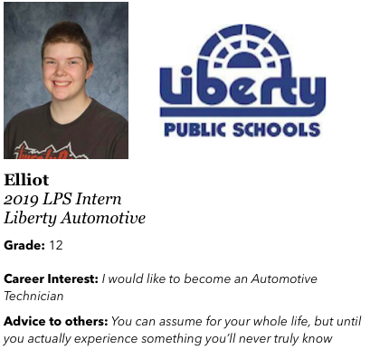 Check out this week's LHS Internship Spotlight! Elliot is a great communicator within our group! <a href="/LHSJAYS/">Liberty High School</a> @LPSAdvance <a href="/JulieGawerecki/">Julie Moore</a> <a href="/LHSAuto/">Joe Wheeler</a> <a href="/AAdamsEML/">Dr. April Adams</a> #plus1
