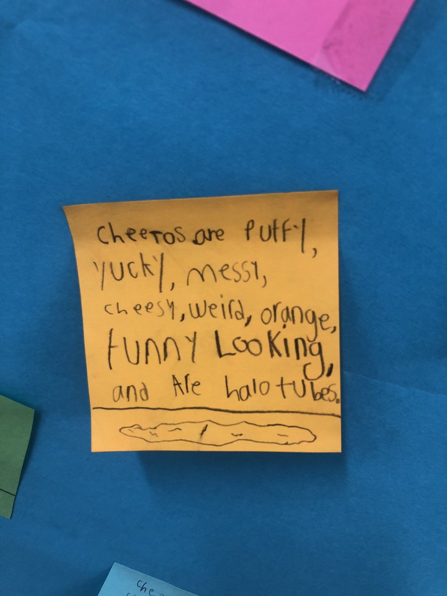 MrsPerales107's tweet photo. Our new Graffiti Wall! I love it! Today’s topic was Cheetos and adjectives to describe them. @BoerneISD @FabraElem #ilovestickynotes #cheetosareyummy https://t.co/fKfFV0Sa43