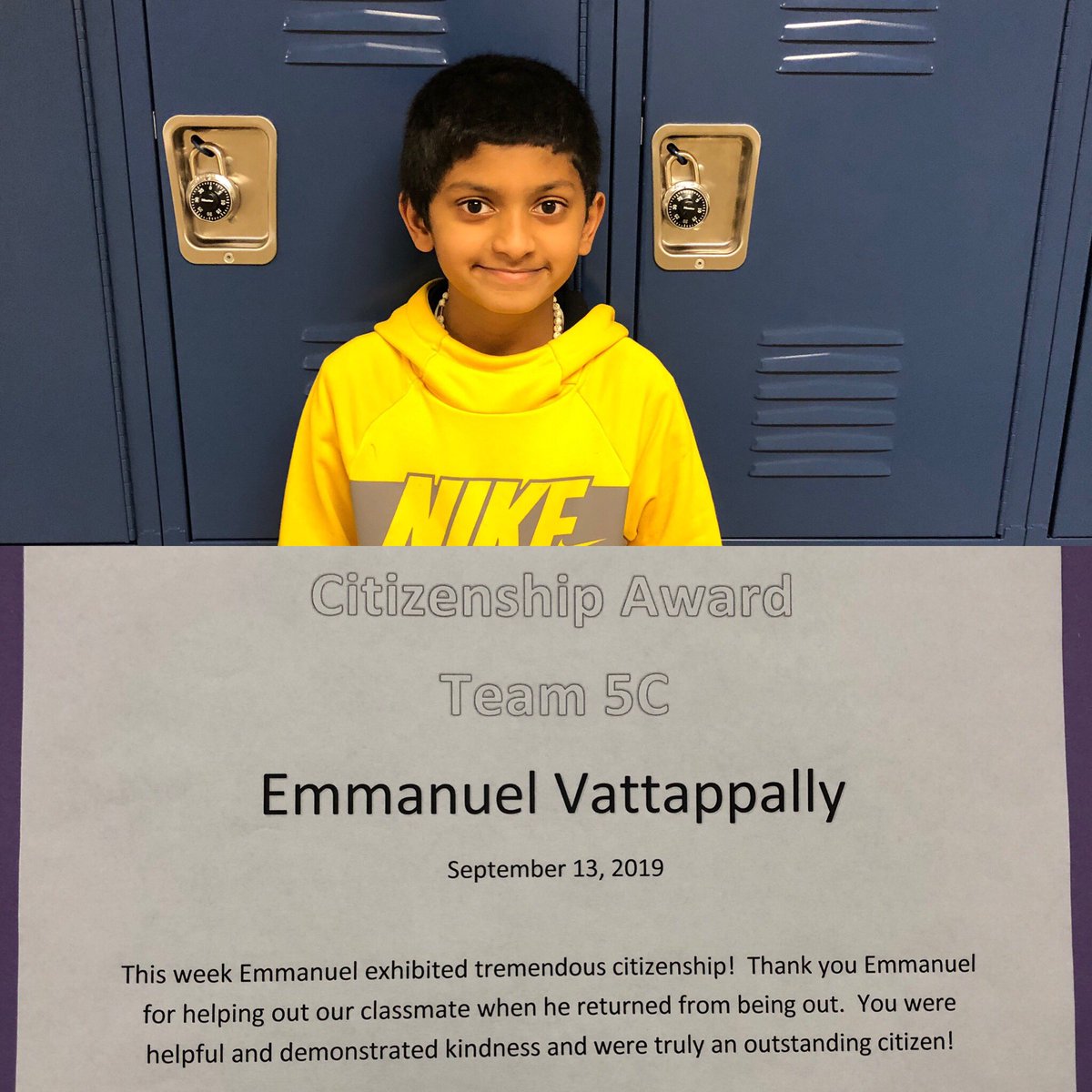 5fGfms's tweet photo. Recognition Friday - at today’s Friday team meeting team 5C recognized three children for being outstanding citizens 
#RecognitionFriday #Carmel6Cs #Citizenship #CTA #janetwarden #carmelsupt #gfms #carmelschools https://t.co/By2n2jZrlh