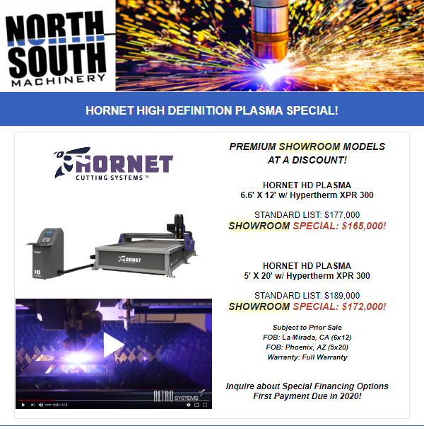 NSMachinery's tweet photo. Because we Spit Hot Fire!!
Hornet Plasma Showroom Special with Hypertherm XPR300 Power Supply - High Definition Plate Cutting at its Finest!
#NSM #HornetCS #Plasma #HighDefinitionPlasma #PlateCutting #Fabrication #Hypertherm #XPR300 #FabShop #MetalCutting https://t.co/SM9BabZe0W