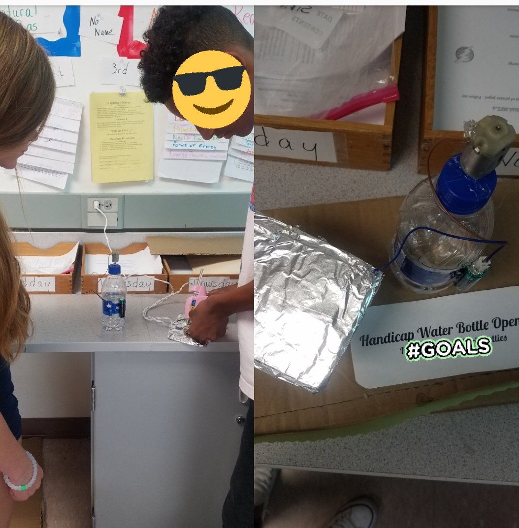 My Tundra 8th grade science students are creating innovation efficient energy products to help others and to conserve energy to help our planet. Handicap bottle opener!
#ranchviewpride
<a href="/RanchViewMS/">RVMS</a>