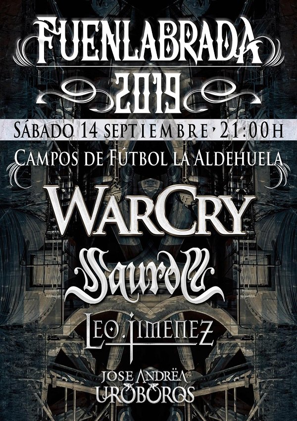 NotasyRuido's tweet photo. Fuenlabrada apuesta por el #Metal. Mañana 14 de septiembre y con entrada gratuita: WARCRY, LEO JIMENEZ, SAUROM y JOSE ANDRËA https://t.co/YpLAft58Zi