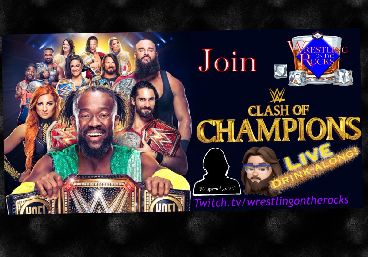 RefMarsh's tweet photo. This weekend! #wrestlingontherocks #drinkalong #watchalong #laughalong #alongalong #wwe #ClashOfChampions #twitchtv #twitchaffiliate #twitchsubtember https://t.co/XH8ycZUpRU
