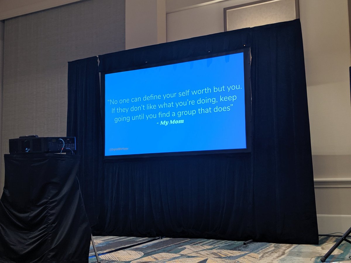 PostgresOpen's tweet image. "No one can define your self worth but you. If they don't like what you're doing, keep going until you find a group that does." Thank you for sharing your perspective and experiences with us at #PostgresOpen2019 @DigitalBlkHippy and welcome to the #PostgreSQL community!