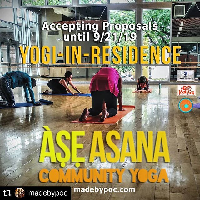 AdamJabari's tweet photo. We are accepting proposals for the Àṣẹ Asana Yogi-in-Residence position thru Sept. 21. Resident will lead a six-week yoga series culminating in a community-informed workshop.  Generous stipend. Details in bio link. APPLY NOW. 
#community #yoga #madebypoc #healing  #RainierBe… https://t.co/nDU7dJAQ2k