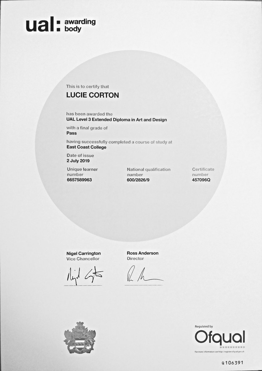LSMakeUp's tweet photo. I received a certificate at East Coast College in Lowestoft today.  I'm very glad that I've passed a Level 3 Extended Diploma in Art &amp; Design! 👩‍🎨 https://t.co/T1DxLUjD8A