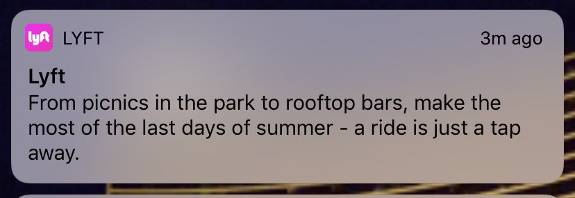 SoccerMurca's tweet image. Dear @lyft: Opting in for push notifications is giving you (a small amount of) trust. You should never, ever, ever have allowed this to appear on users’ lock screens. #TrustBroken