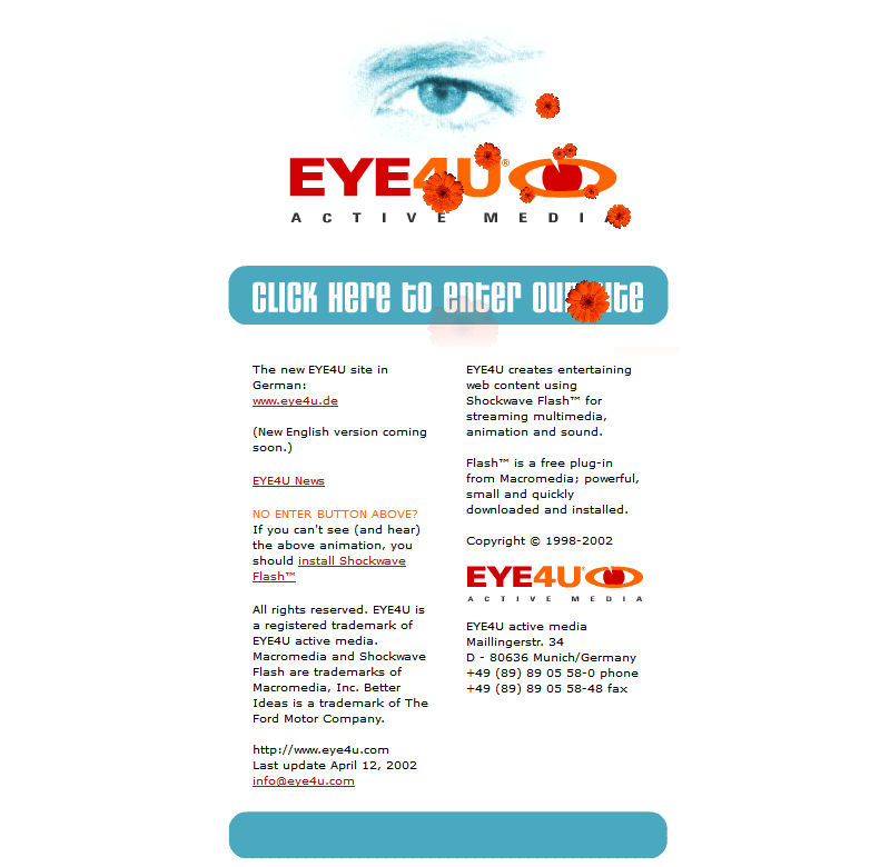 WebDesignMuseum's tweet photo. Do you remember what Flash websites looked like in 2002? Visit our exhibition Flash websites in 2002!
https://t.co/9k27KyDGj0
#Flash #WebDesign #InternetHistory #2Advanced #EYE4U #00s https://t.co/cr1npWcWyr