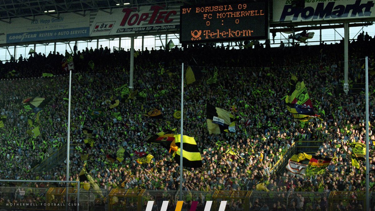 MotherwellFC's tweet photo. Twenty-five years today, we ran the mighty @BVB close in a 1-0 loss at the Westfalenstadion 😬 https://t.co/w4rjS99l4M
