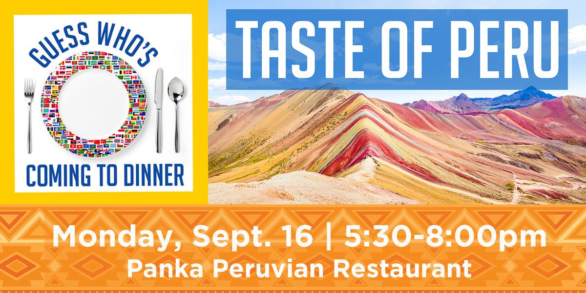 There are only a few seats left for Monday's Guess Who's Coming to Dinner Taste of Peru gathering at Panka Peruvian Restaurant. Don't miss your chance to experience some great Peruvian food and culture! cultureall.networkforgood.com/events/15073-t…