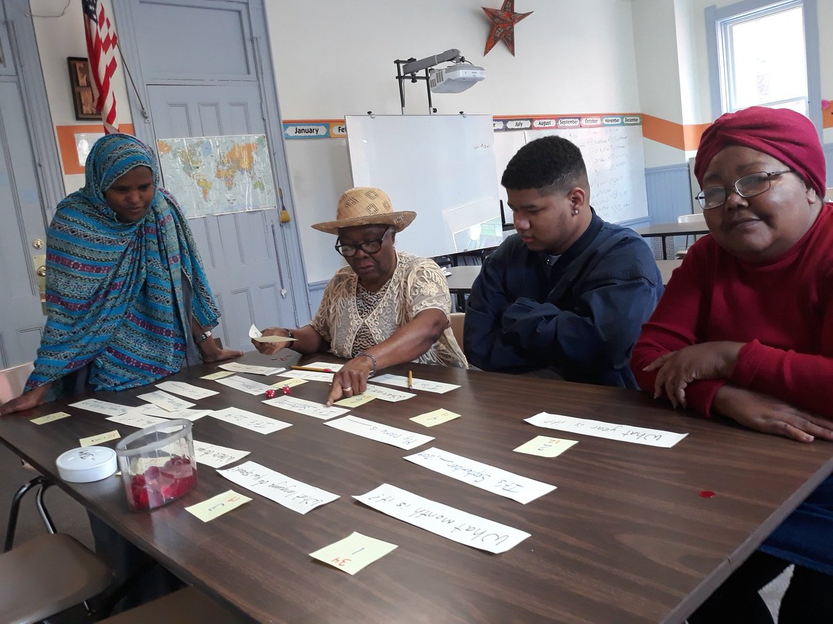 scsd_wslc's tweet image. Our students have been enjoying English conversation and matching activities like this one - in this picture, 4 students with 4 countries represented...all learning English together! #bettertogether @SyracuseSchools