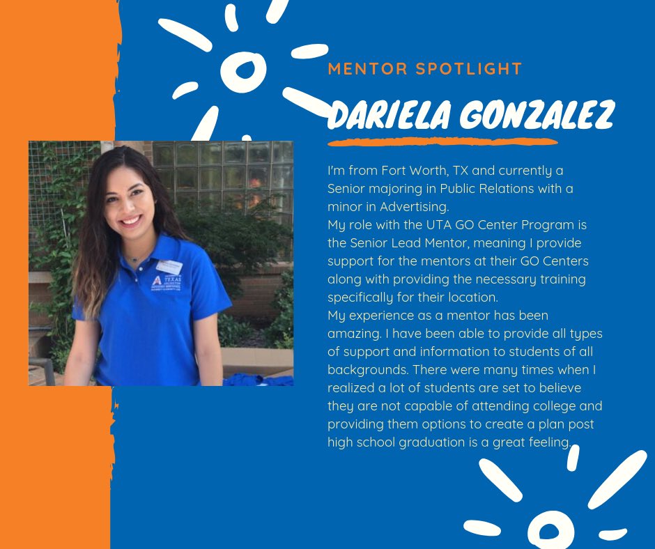 utagocenters's tweet image. Today we feature our Senior Lead Mentor, Dariela Gonzalez!