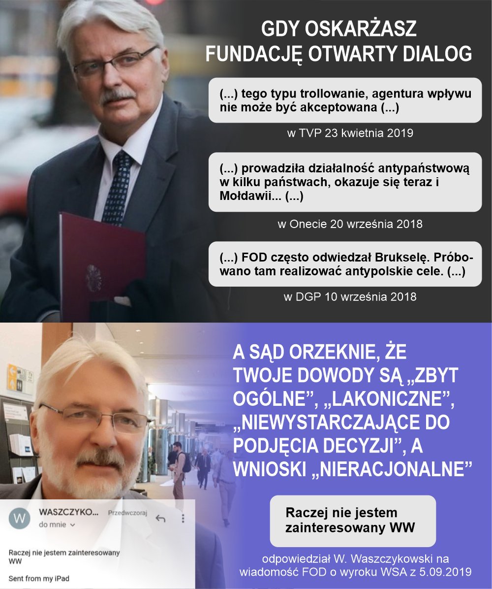 bartek_kramek's tweet photo. ex-szef @MSZ_RP @WaszczykowskiW zareagował na inf. o kolejnym sądowym zwycięstwie @LyudaKozlovska z państwem @pisorgpl. Pomimo buńczucznych deklaracji o agenturze i nielegalnym finansowaniu @ODFoundation, obecnie "nie jest zainteresowany". Ciekawe co na to @WasikMaciej i spółka https://t.co/yj12AJO8gd