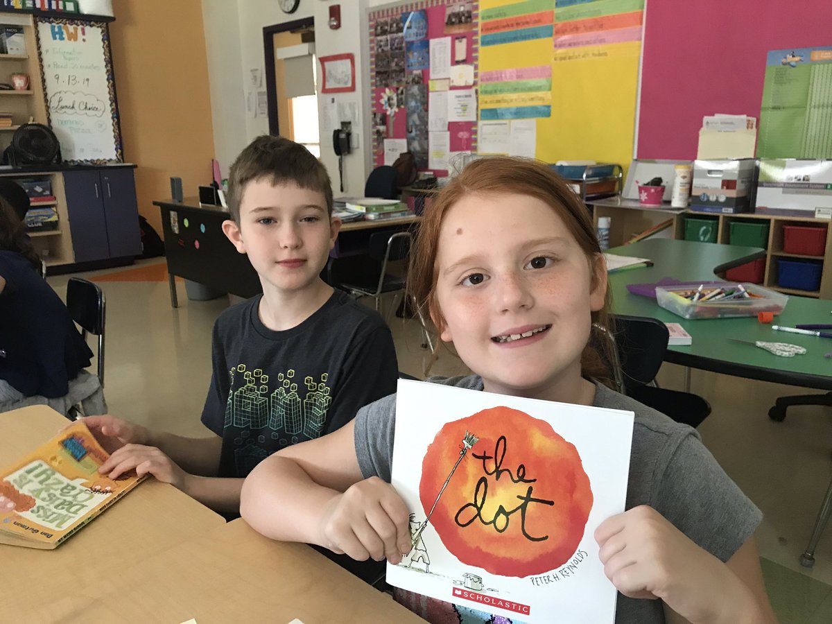 4thgradesharks's tweet photo. Today #souleschool celebrated #InternationalDotDay! We read Peter H. Reynold’s book The Dot and made our own mark on the world! #makeyourmark #fourthgrade https://t.co/cTP2Gu3JTk
