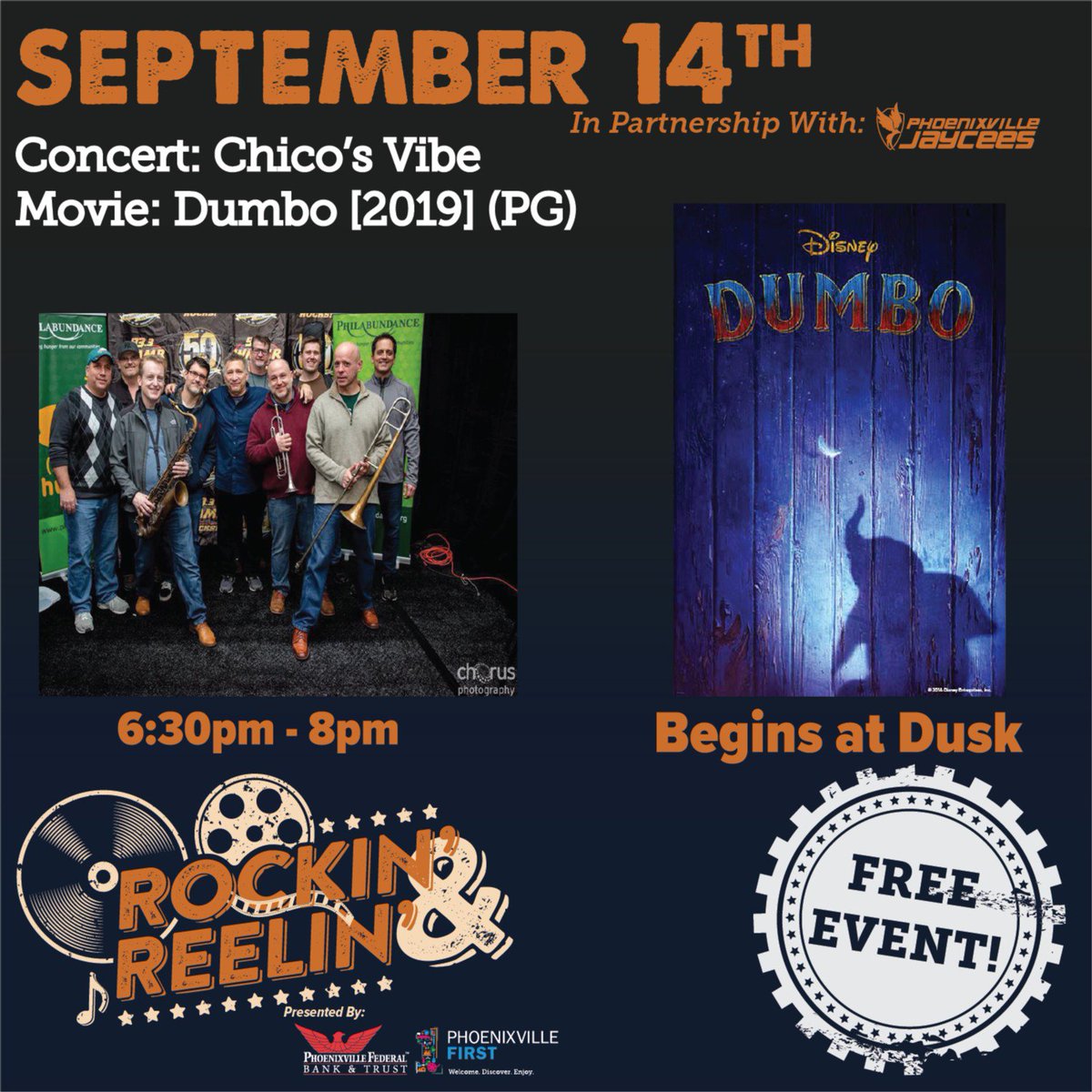 See you in the park tomorrow! Join us from 6:30pm for Chico's Vibe, then for Dumbo starting around dusk! 

#pxv #rockinandreelin