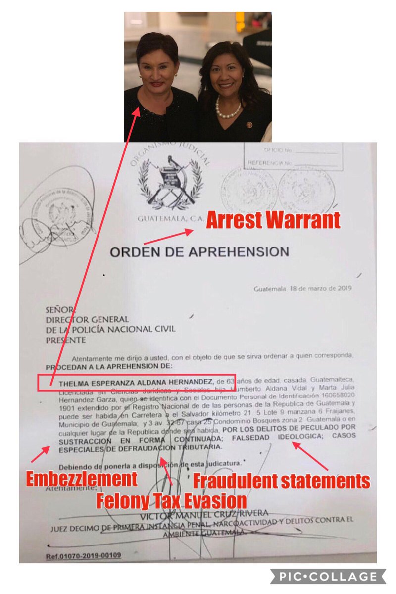 .<a href="/NormaJTorres/">Rep. Norma Torres</a>:

No se en su país, pero en Guatemala a lo que usted está haciendo, se le llama ENCUBRIMIENTO y es un delito. 

¿Usted tiene doble nacionalidad? Porque se le podría acusar en Guatemala. 

Con ♥️

Ate: #LaCanciller