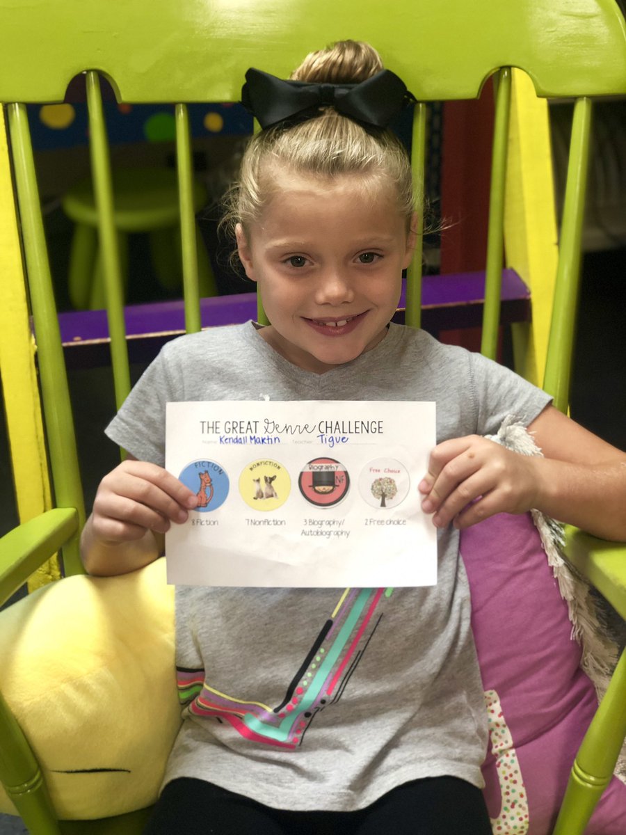 MrsTigue's tweet photo. Genre challenge accepted! ✔️✔️✔️ 📚🏆#goalgetters #firstnineweeks @TCBOE_LES @Waites_LESMedia https://t.co/bkqgy09vcD