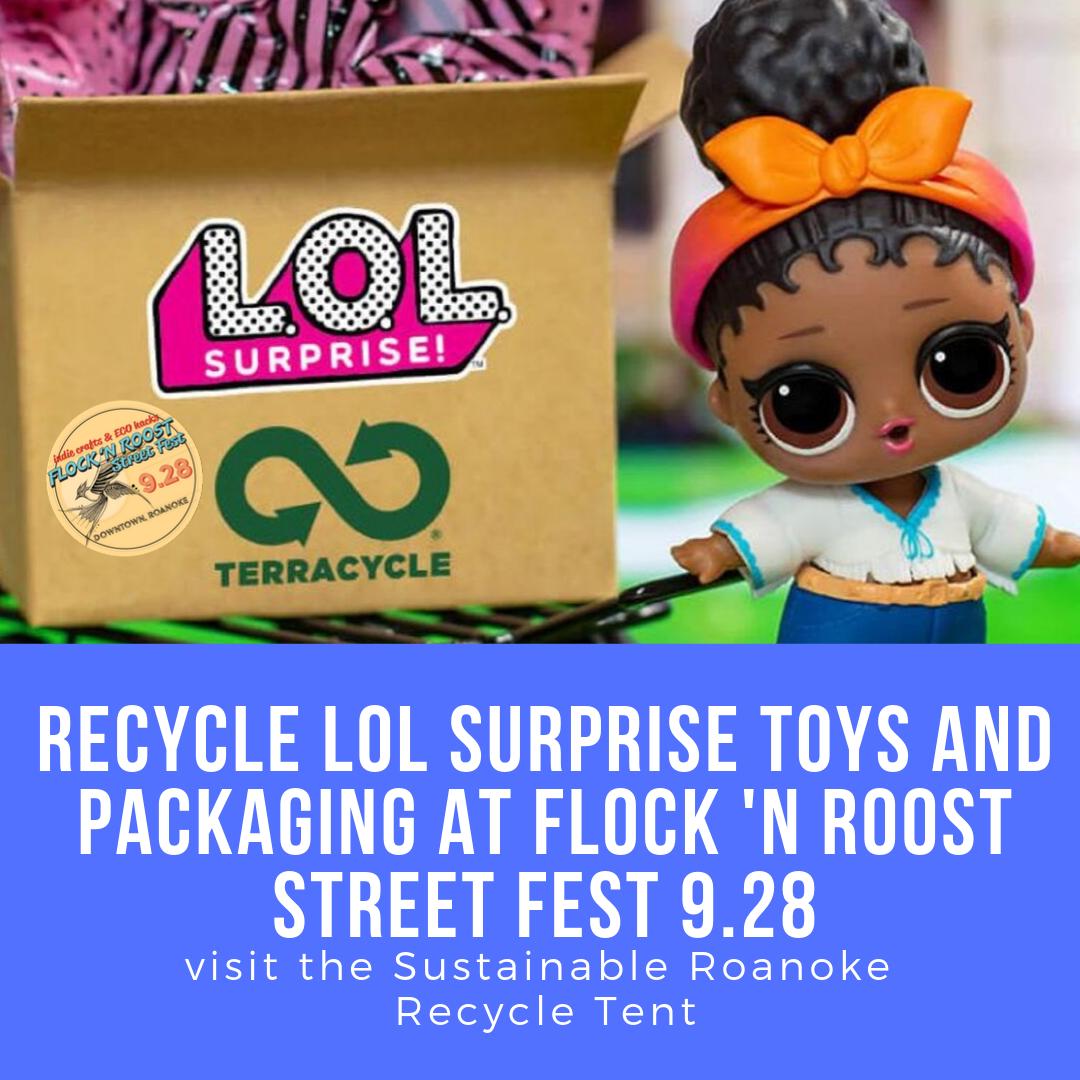 GoodTimesROA's tweet photo. We will collect #hardtorecycle items at our upcoming event #FlockNRoostStreetFest in #downtownroanoke 9.28. One of the items we will be collecting are #LOLSurprise toys thru #terracycle. Visit the #SustainableRoanoke Recycle tent. For the full list go here https://t.co/QaH0EaYc4j https://t.co/7eqsdFhGgk