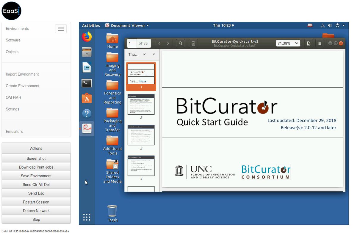 SoftPresNetwork's tweet photo. 💾💻#EaaSI #softwareoftheweek💻💾 
In anticipation of the VERY FIRST iPRES Hackathon @iPRES2019, and to continue our focus on archival educat/ion/ors, today's post features:
@bitcurator 2.0.16 - the latest version of the BitCurator VM, recreated in #EaaSI👇🏾#digipres #bdaccess https://t.co/aIYjEN7vOM