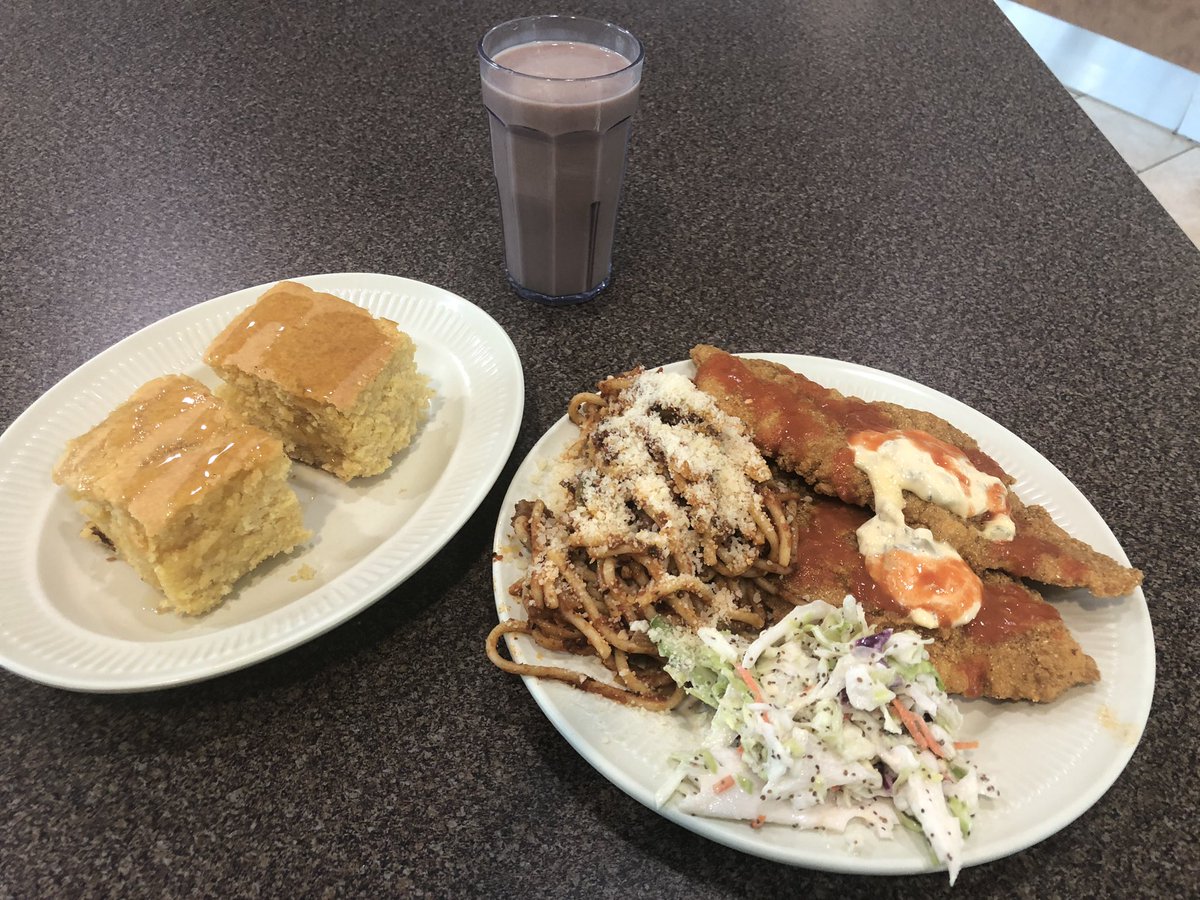 CoachLButler's tweet photo. Man @TIU_Football eats great on Soul Food Friday’s! Hands down best Cafeteria in the country! Where can you get catfish, Spaghetti, Cole slaw, Corn bread and Chocolate milk? #Trojans4Christ @_Coach_Franz @CoachBonta @CoachRodgersTIU @UHALLTHEBALL @_coachwomack @CoachKeeleTIU https://t.co/FxKsLOI8nC