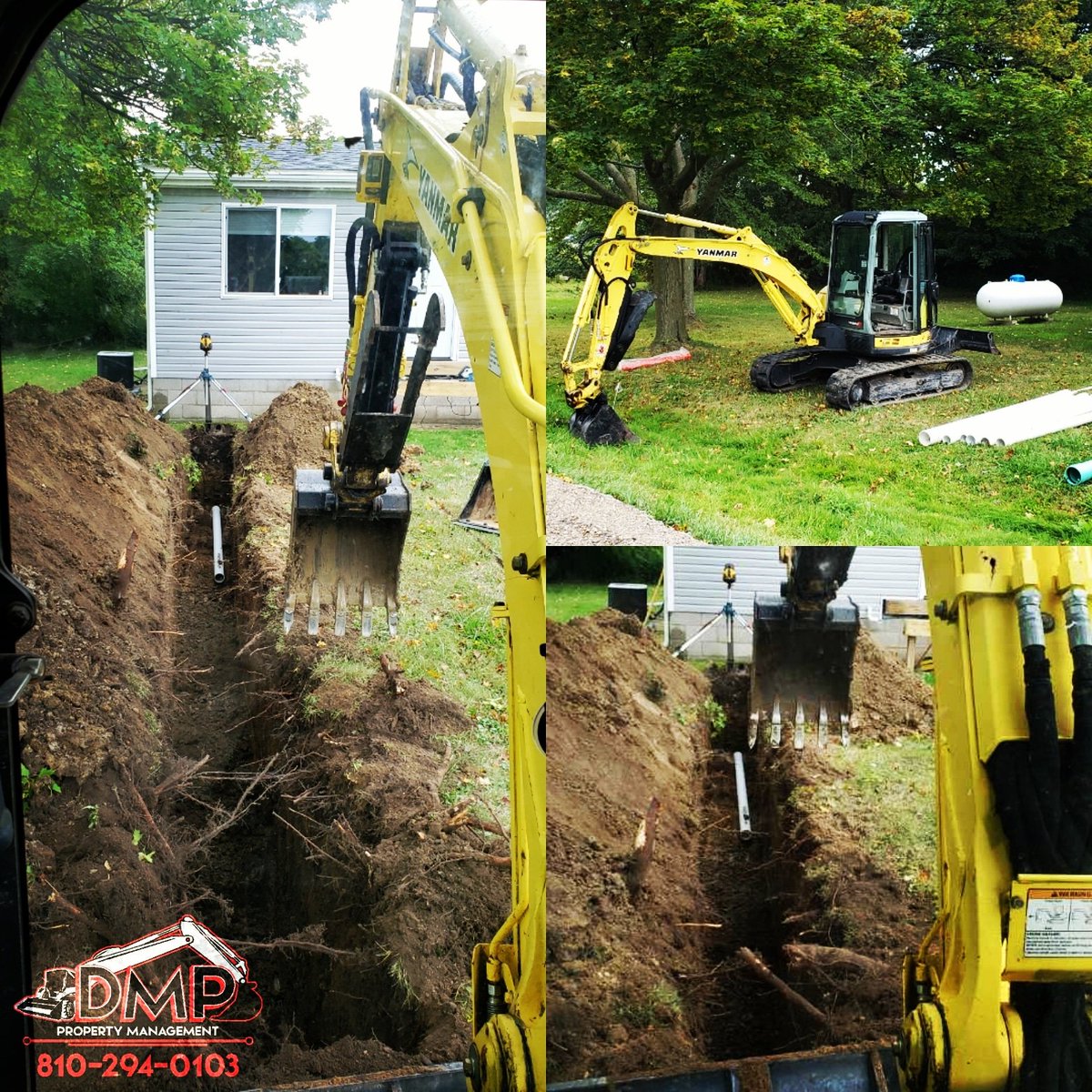 DMPPropertyMan's tweet photo. It's a GREAT day for a sewer connection! #sewerconnection #propertymanagement #dmppropertyman #sewerconnections #retainingwalls #propertyclearing #aggregatehauled #trenching #gradework #call 810-294-0103 https://t.co/ekAFoWlQd9