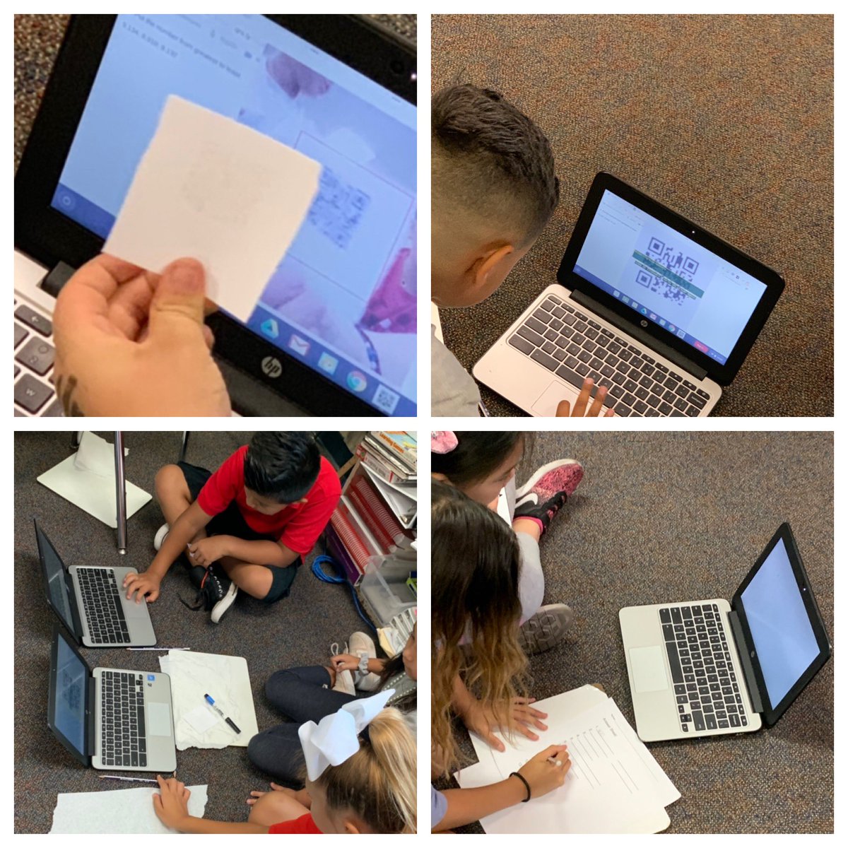 xioluuu's tweet photo. First #CantoChallenge of the year was a huge success @Guinn_AESD!#Room32superheroes scanned #QR codes to figure out the questions. They then worked #together in groups to review Chapter 1. #Collaboration #technology #math https://t.co/BoimnlZ6pc