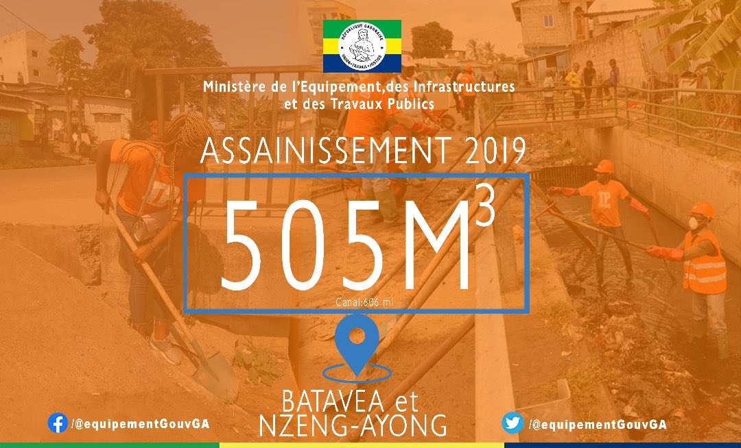[ ASSAINISSEMENT 2019 ] 

Cela n'aurait pas été possible sans vous ! 
Continuons ensemble cette opération ce Samedi 14 Septembre 2019 au quartier Nouvelle Cité sis à Nzeng-Ayong et à la Cité de la Caisse.

#Assainissement2019
#NousSommesTousConcernés

🚧🚜