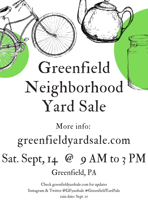 GFYardSale's tweet photo. Hey @YardSales1 Did you know we are at 110 yard sales registered for the #GreenfieldYardSale tomorrow? Please RT :) #Pittsburgh #yardsale #garagesale #huge https://t.co/DPp0NZSDBb