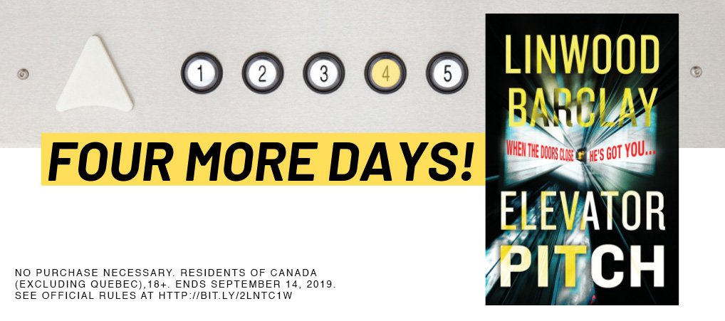 It may be Friday the 13th, but it’s YOUR lucky day! There are still 4 more days until @Linwood_Barclay’s ELEVATOR PITCH comes out, but we’re celebrating its release early with some giveaways! For your chance to win a copy, make sure you’re following us and like + RT this post 😏