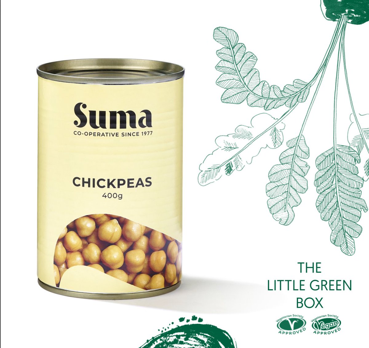 vegsocapproved's tweet photo. Our #LittleGreenBox is being sent to thousands of students across the UK during #FreshersWeek2019. The box includes a tin of tasty @SumaWholefoods chickpeas so you can grab the last couple of tomatoes in the fridge and cook up a veggie feast! ๐ด https://t.co/sJwVukxNlN