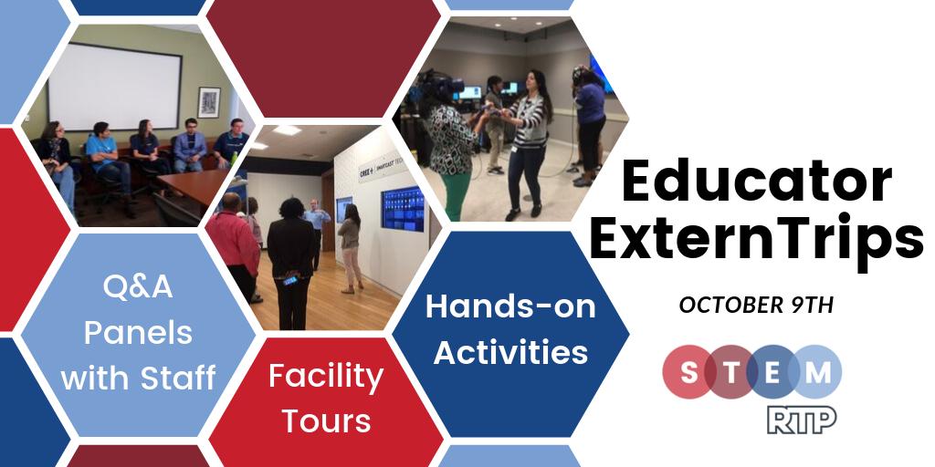 STEM_RTP's tweet photo. Sign-ups open Monday for @DurhamPublicSch & @WCPSS
educators interested in visiting a local STEM org this fall through our #ExternTrips! https://t.co/gPlszMRBbk