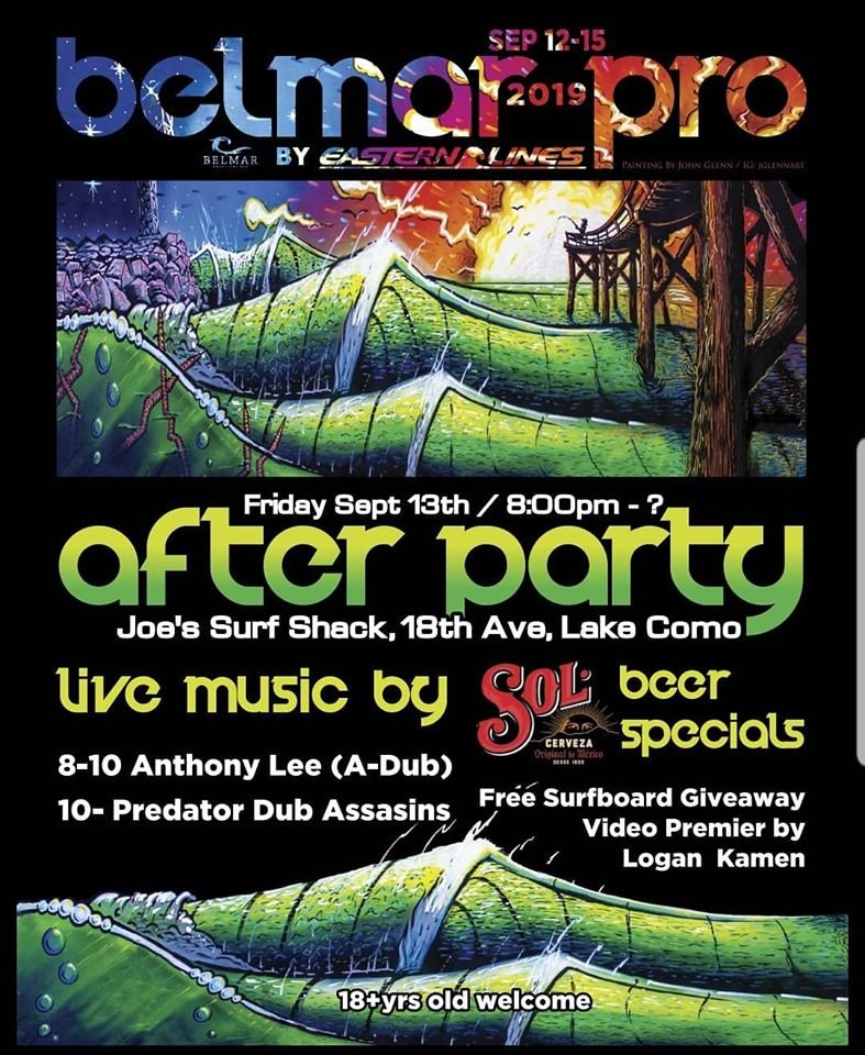 ShorePointDist's tweet photo. The big @BelmarPro  after-party is tonight at @JoesSurfShack  in Belmar w/ @SolBeerUS  specials, live music, and surfboard giveaway! Fun starts at 8pm. Don't miss it. https://t.co/0fjrXVodoN