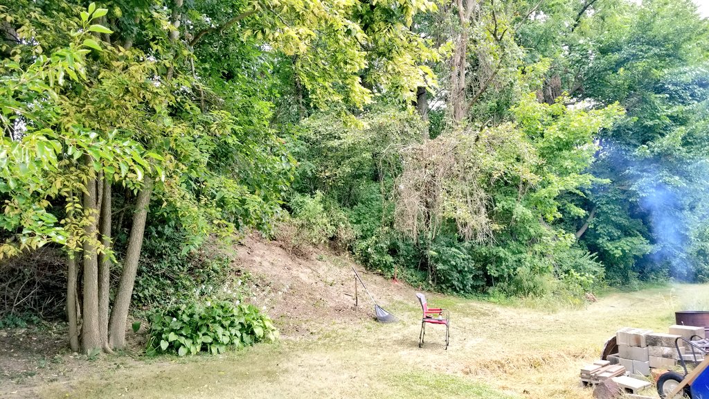 - Since my ❤Grandson❤
is steadily KickinAss w/the
landscaping around the house
&
I now know exactly where my property lines are (thanks2
surveyor/freebie) I'm clearing
brush so I can build stairs up2 my backlot where I'll make an
RV campsite 🏕
Looking @ U @ewnelius 👀
🚤 🏡 🎣