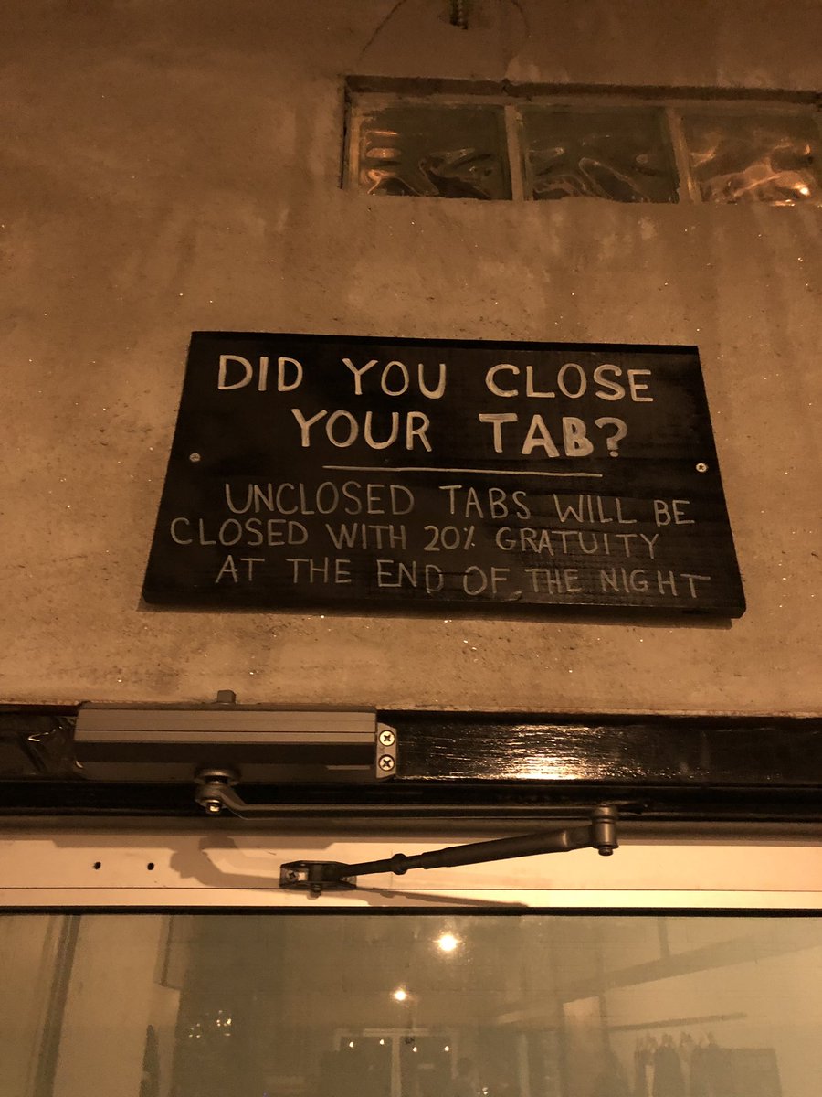 BostonServer's tweet photo. This sign should be above the exit door to every bar and restaurant in the world. @SPDistillery knows what’s up. #serverlife #serverwin #boston #everett @sideworkpodcast https://t.co/nUvf2vyZdY