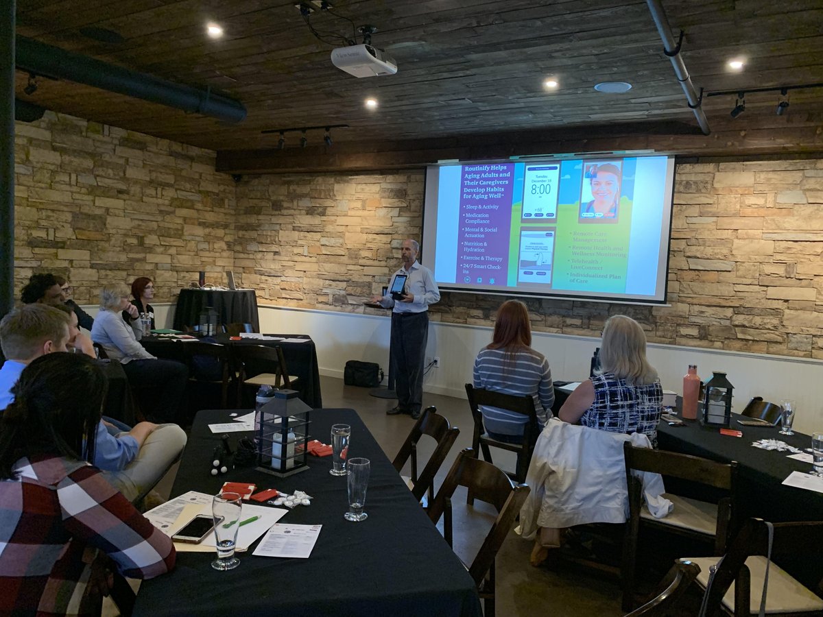 RoutinifyCares's tweet photo. Yesterday, we sponsored and spoke at the COS Telehealth Forum, hosted by @mobile_colorado. The event was a great success. Routinify’s Pat Kelly spoke about our WellAssist™ platform and the benefits of leveraging data to maintain healthy habits for aging adults. https://t.co/VErO2tXQib