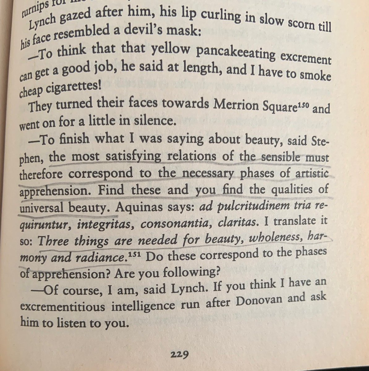 An aesthetic theory important to writers like James Joyce.