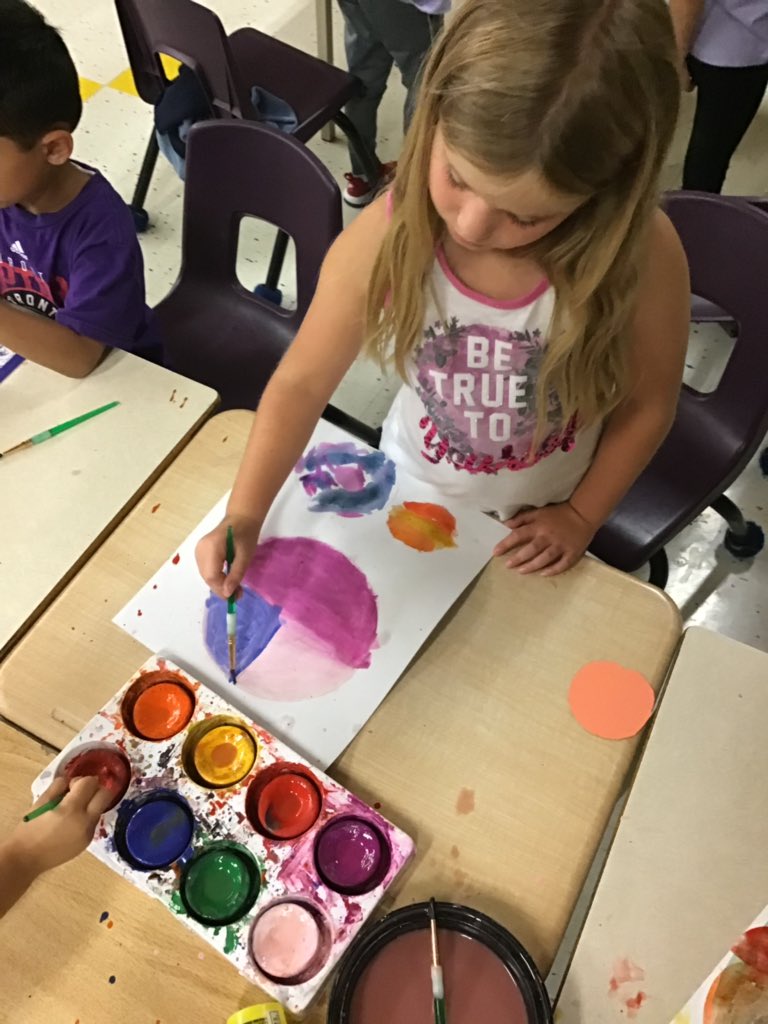 Gr.1’s making their “mark” become beautiful painted dot creations. #DotDay #frankpanabaker #HWDSBArts