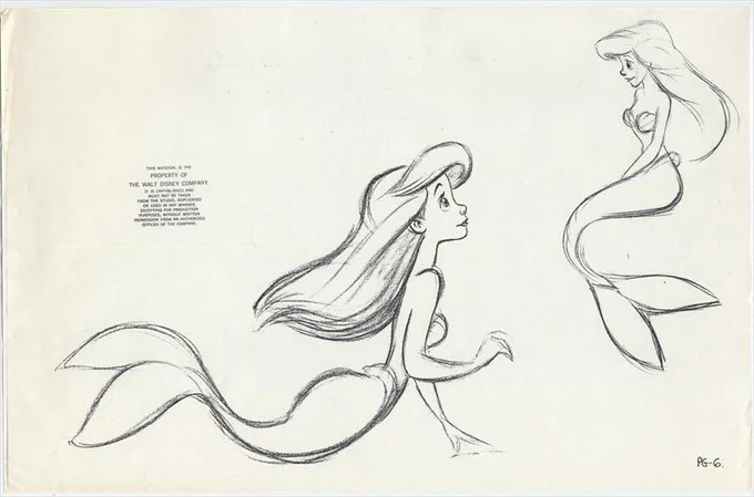 🧜‍♀️ And what aspiring artist in the early 90s didn't completely fall in love with #GlenKeane `s #Ariel in Disney's #TheLittleMermaid ! Another monumental moment in the evolution of elegant stylized female character design! 