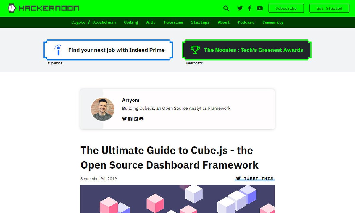 codecidedotnet's tweet image. The Ultimate Guide to Cube.js - the Open Source Dashboard Framework
#resultset #cubejsapi #bar #chart #timedimensions #remotework
via hackernoon.com
☛ amp.gs/NHbJ