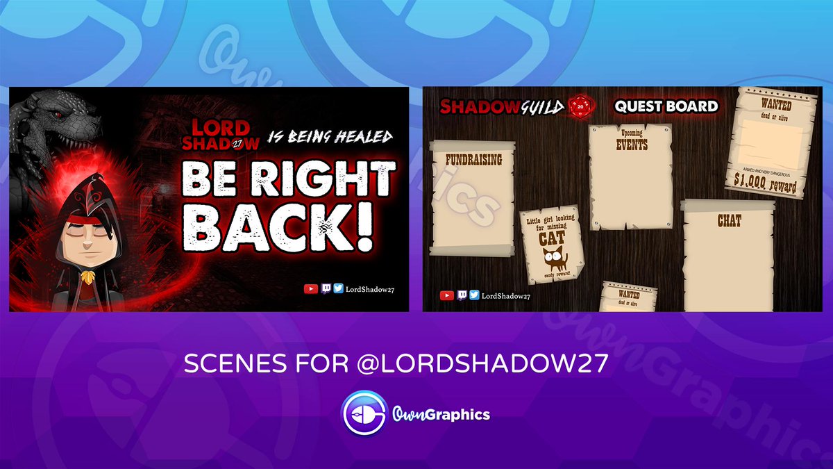 OwnGraphics's tweet photo. Two custom scenes created for the @LordShadow27 #Twitch stream! 

Your stream is fully decked out now! Thanks for your order! 

#OwnGraphics

Catch this streamer live sometime! We'll link the stream below! https://t.co/5IZbXkg26P https://t.co/fNZM5UPlDB