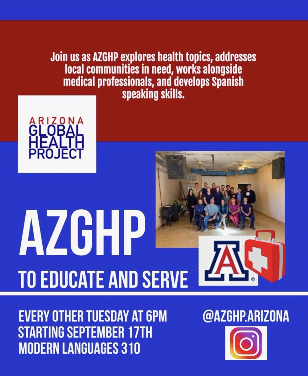 Our first meeting of the semester starts at 6pm on the 17th. Make sure to stop by and say hi!! #azghp #arizonaghp #beardown