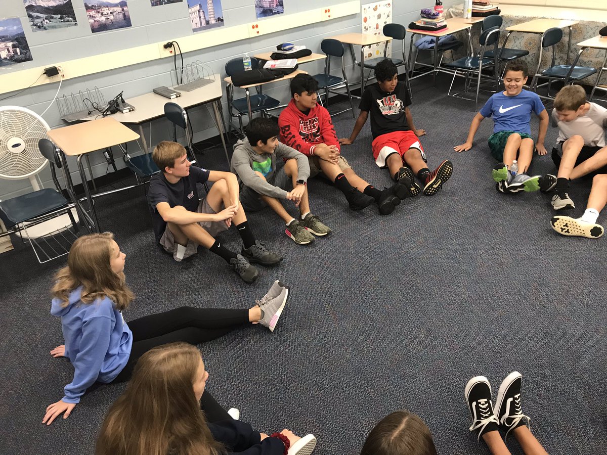 prof_sasso's tweet photo. My homebase 8E-7 - our first team challenge of the year!  So much fun!  @sms8east #southlearns @AHSD25South https://t.co/q5GCuDJb2K