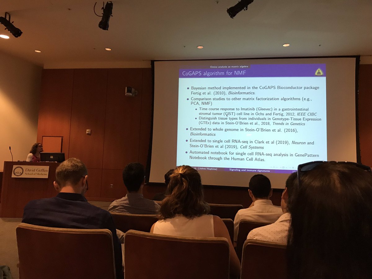 lynn__yi's tweet photo. @FertigLab presents at Ucla Caltech MSTP research conference on applying matrix factorization techniques to oncological datasets to investigate molecular patterns of treatment response. https://t.co/9YZGdWdlmY