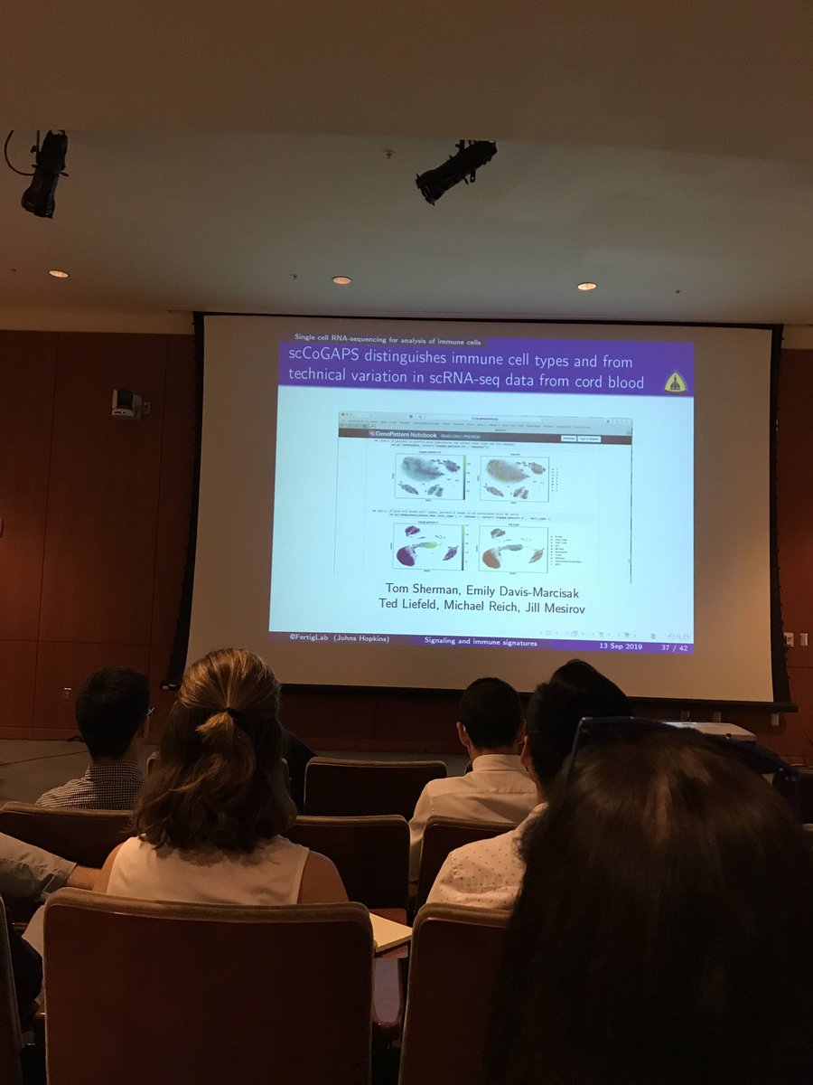 lynn__yi's tweet photo. @FertigLab presents at Ucla Caltech MSTP research conference on applying matrix factorization techniques to oncological datasets to investigate molecular patterns of treatment response. https://t.co/9YZGdWdlmY