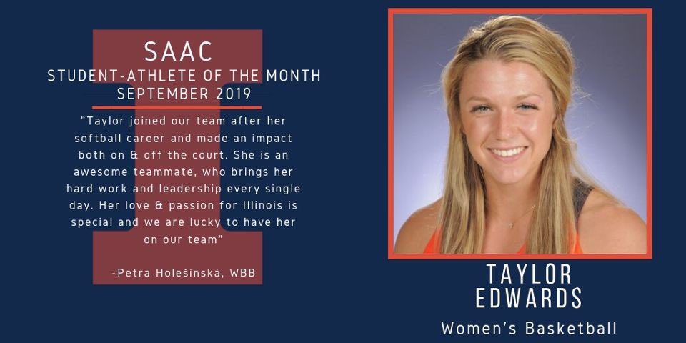 IllinoisSAAC's tweet photo. Congrats to @ttaylor_edwards of @IlliniWBB on being named the September ‘SAAC Student-Athlete of the Month’! https://t.co/dChmQ4ZuUm