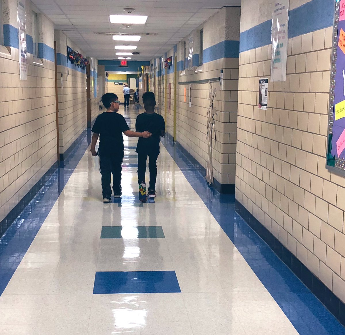 Love spotting acts of kindness in the hallways at PLV! One friend helping another friend to nurse! #polarpride <a href="/PLVBears/">Pleasantville Elementary</a>