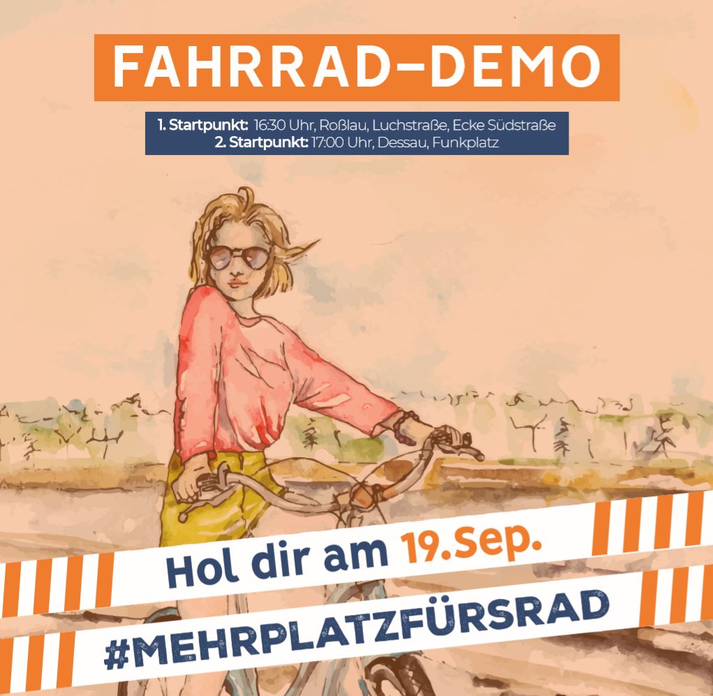 adfc Dessau (@adfc_dessau) on Twitter photo Holt Euch #MehrPlatzfuersRad! FAHRRAD-DEMO am 19. September in #Dessau-#Rosslau. Wir stärken Radverkehrskongress u. -Konzept der <a href="/Dessau_Rosslau/">Stadt Dessau-Roßlau</a> in der Europäischen Mobilitätswoche am Vortag mit einem starken Zeichen auf der Straße! Kommt zahlreich! adfc-sachsenanhalt.de/2019/09/13/fah… Holt Euch #MehrPlatzfuersRad! FAHRRAD-DEMO am 19. September in #Dessau-#Rosslau. Wir stärken Radverkehrskongress u. -Konzept der <a href="/Dessau_Rosslau/">Stadt Dessau-Roßlau</a> in der Europäischen Mobilitätswoche am Vortag mit einem starken Zeichen auf der Straße! Kommt zahlreich! adfc-sachsenanhalt.de/2019/09/13/fah…