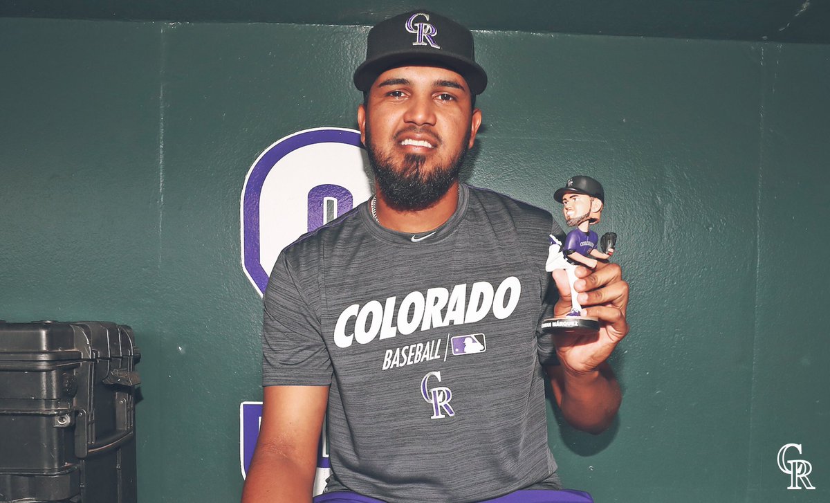 Rockies's tweet photo. It’s @LosRockies Weekend! RETWEET for your chance to win this shirt and signed @germanmarquez5 bobble.
 
𝟵/𝟭𝟯: Los Rockies calavera tee (1st 500 fans, 21+ on The Rooftop) + @izcallirock pregame show

𝟵/𝟭𝟰: Flag presentation + in-game elements

𝟵/𝟭𝟱: German Márquez bobble https://t.co/aVWyppy4tR
